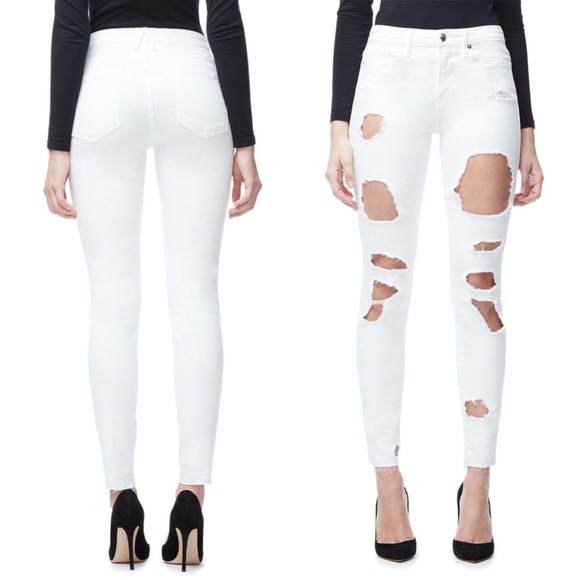 white raw edge jeans
